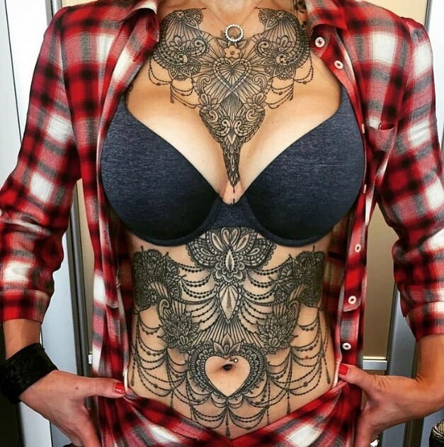 11+ Lace Under Breast Tattoo Designs That Will Blow Your Mind! 15 Full Cover Under Breast Tattoo