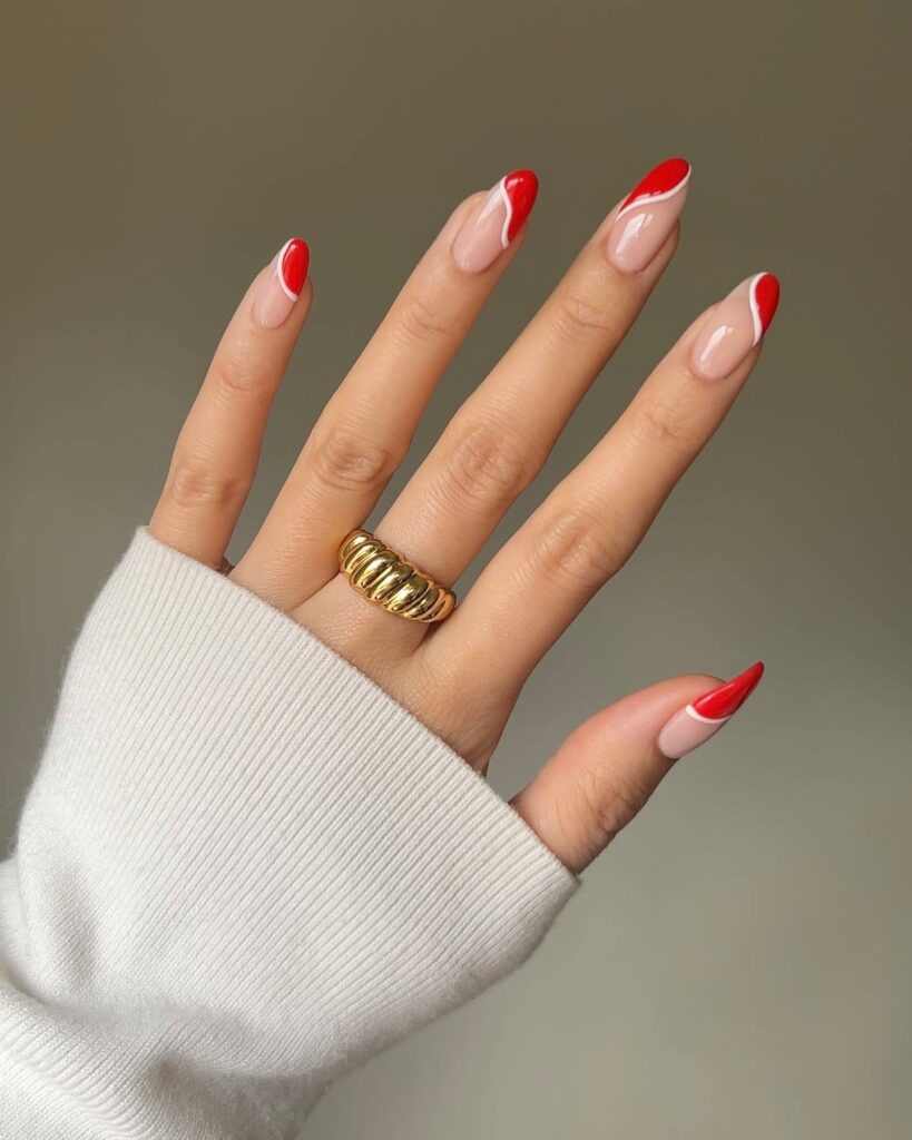 20 Latest Red Almond Nail Ideas To Try In 2024! 21 Abstract Red French Nails