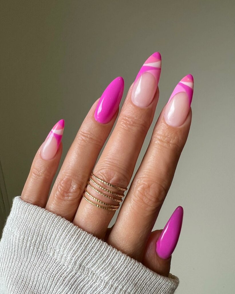 20 Latest Hot Pink French Tip Nails Ideas To Try In 2024! 28 Funky Almond Hot Pink French Nails
