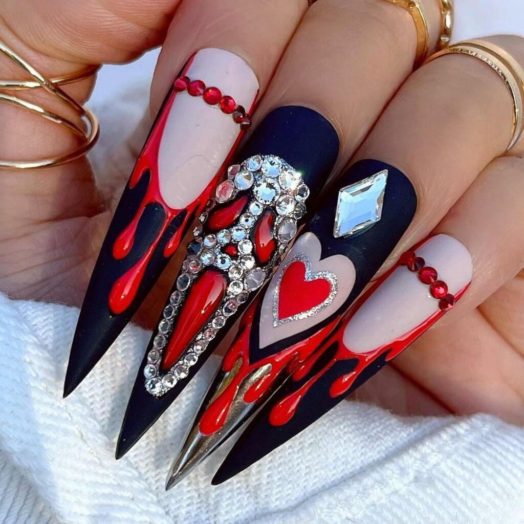 Embrace the Night with 33 Vampire Nail Designs for 2024 27 Funky Vampire Design
