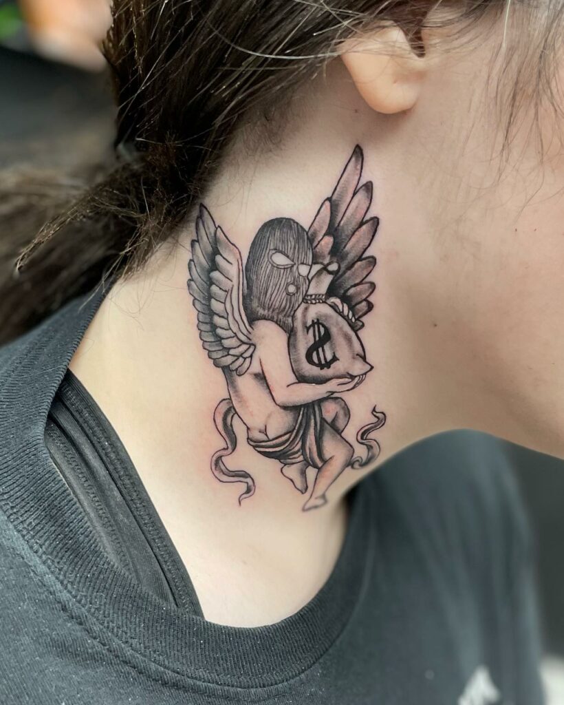 10+ Angel Neck Tattoo Ideas That Will Blow Your Mind! 18 Funny Angel Tattoo