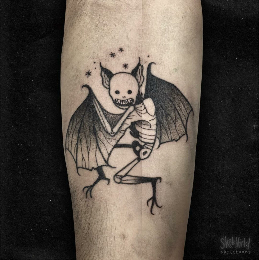 11+ Bat Skeleton Tattoo Ideas That Will Blow Your Mind! 12 Funny Bat Skeleton