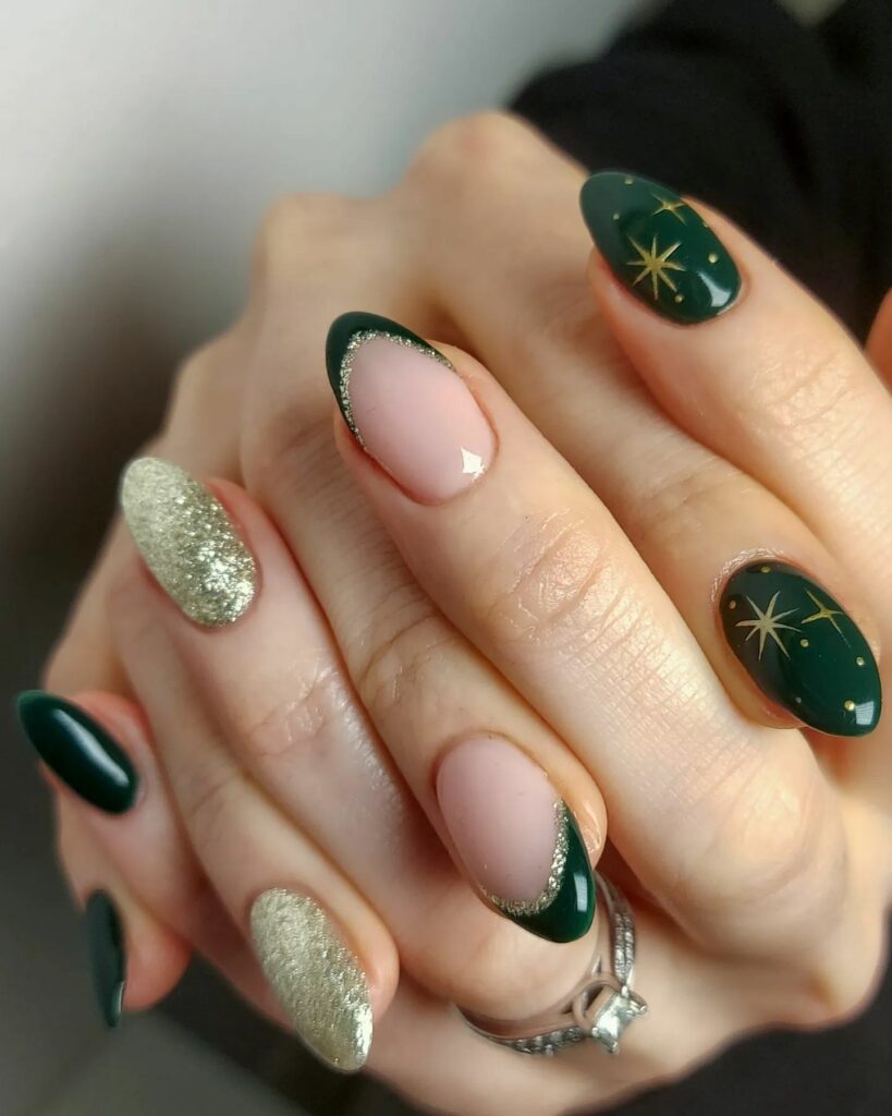 33 Latest Emerald Green and Gold Nail Ideas To Try In 2024! 23 Perfect Fusion of Emerald Green and Gold on Nails
