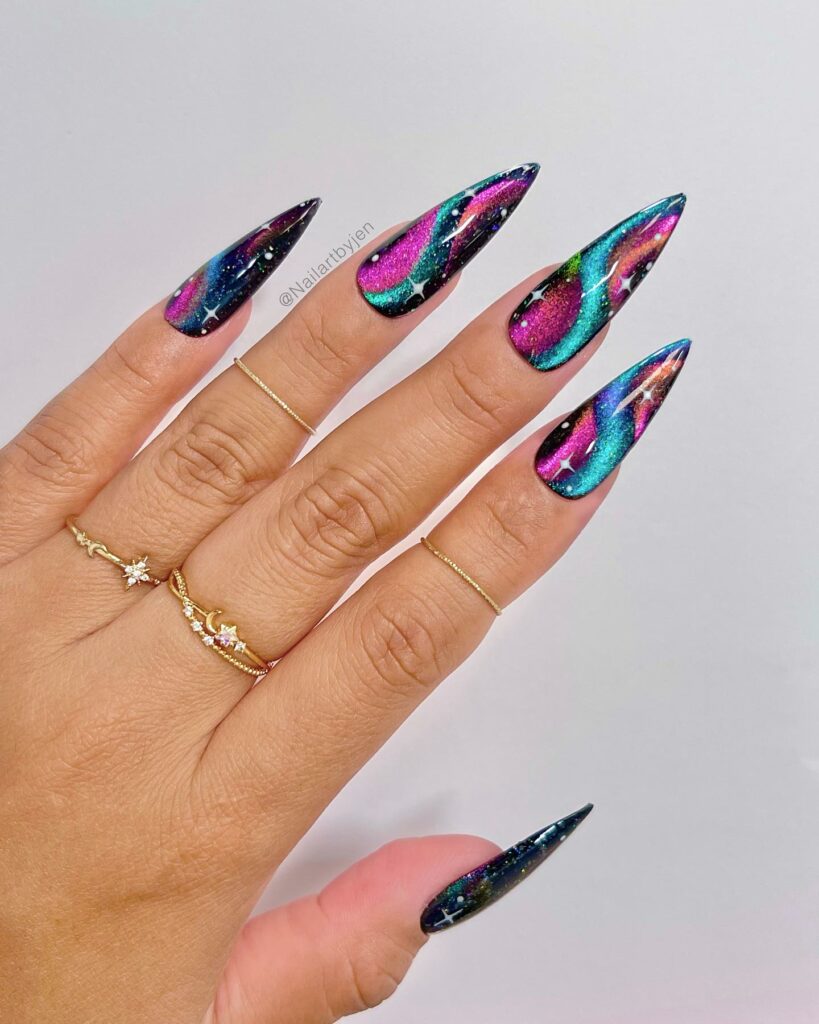 Explore 19 Fresh Star Nail Designs for 2024 28 Galactic Swirls