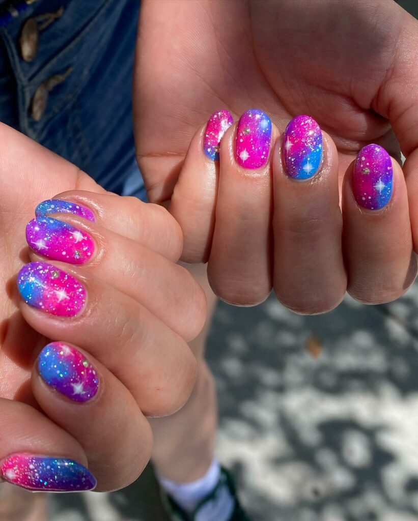 39 Latest Pink and Blue Nail Designs To Try in 2024! 44 Galaxy Design