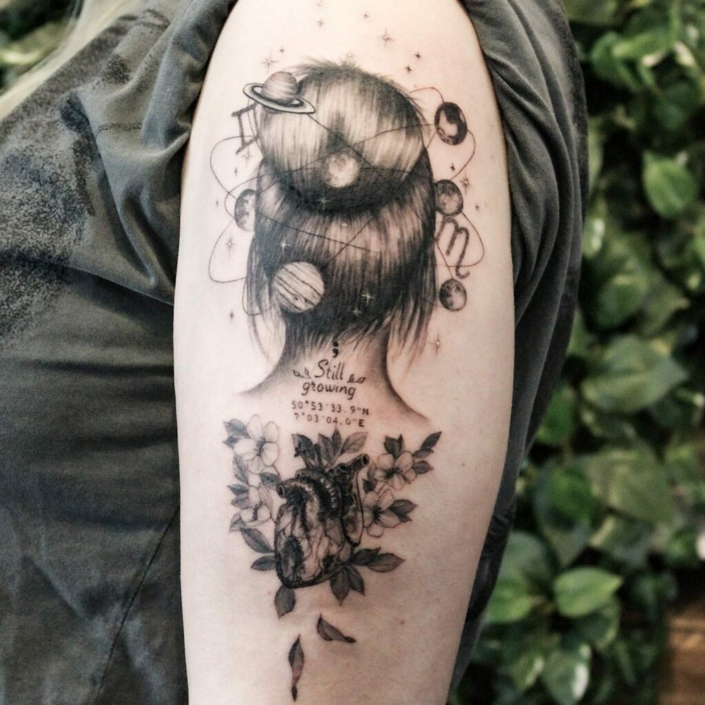 10+ Galaxy Tattoo Ideas That Will Blow Your Mind 15 Galaxy In Her Head Tattoo Design