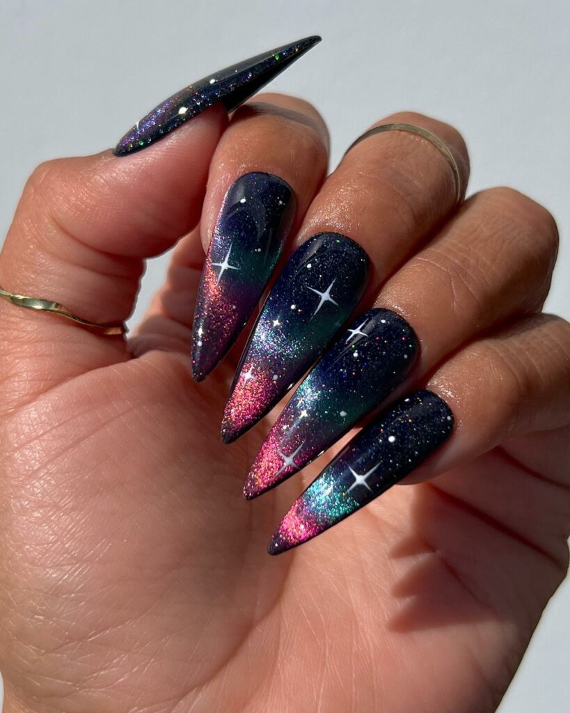 50 Latest Stiletto Nail Ideas To Try 2024! 54 Galaxy-Inspired Stiletto Nails