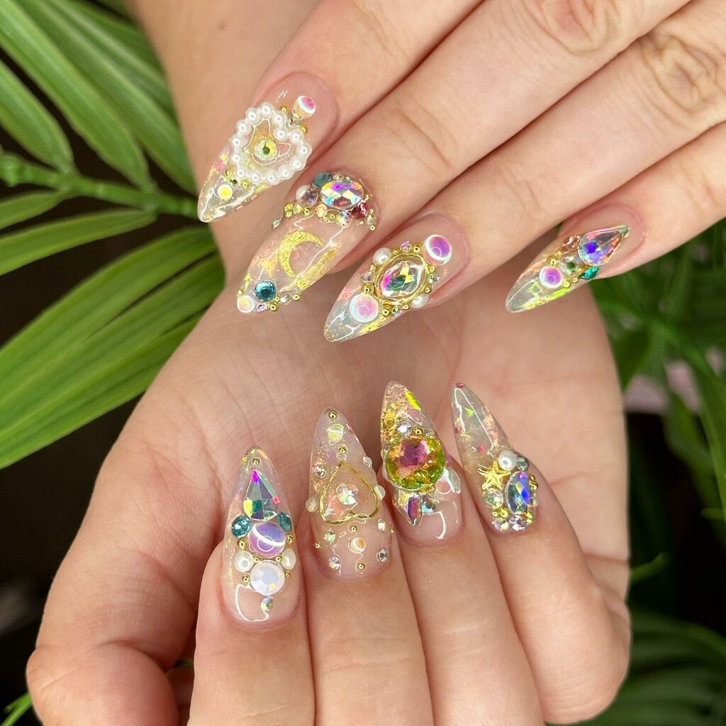 30 Latest November Nail Designs To Try This Fall 39 Gemstone Galore nails