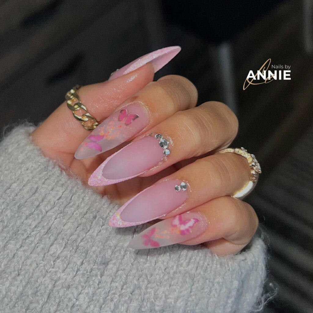 Get Inspired by 29 Stunning Diamond Nail Designs for 2024 22 Gemstone Stiletto ideas