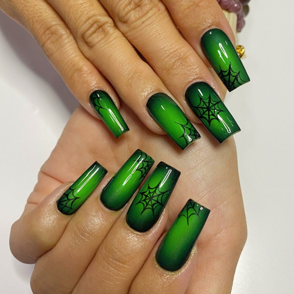 55 Latest Spider Web Nail Designs To Try In 2024! 47 Gemstone spider web nails
