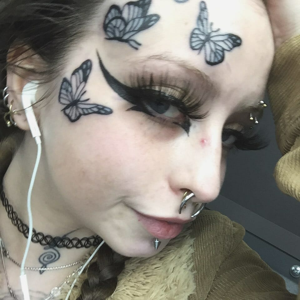 11+ Butterfly Face Tattoo Ideas That Will Blow Your Mind! 19 Geometric Butterfly Face Tattoo