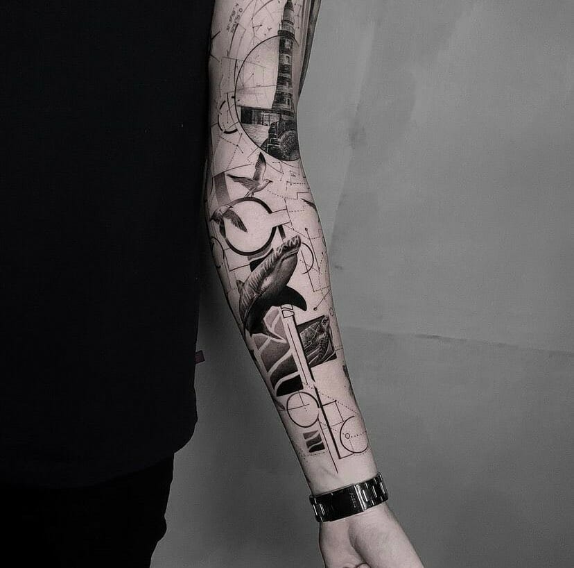 10+ Marine Tattoo Ideas You Have To See To Believe! 12 Geometric Line Marine Tattoo