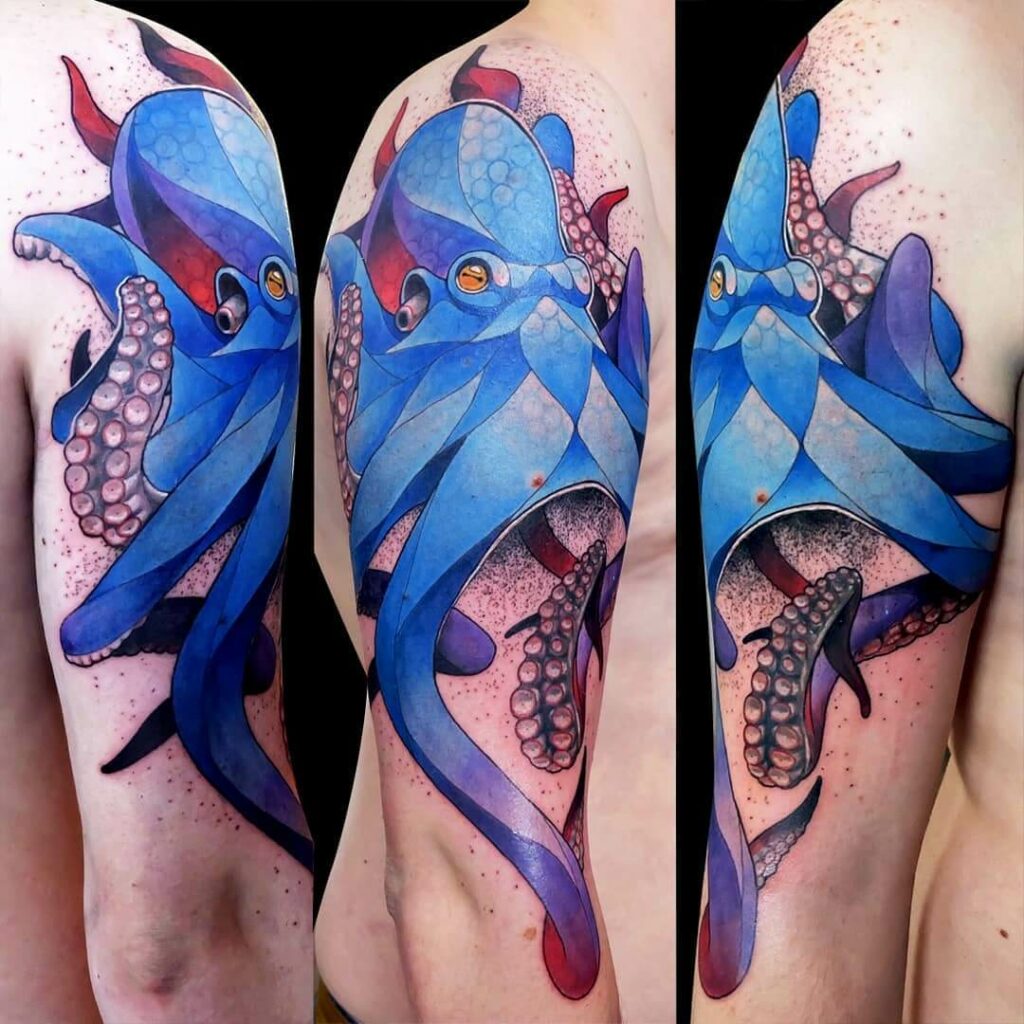 11+ Octopus Back Tattoo Ideas That'll Blow Your Mind! 14 Geometric Octopus Tattoo