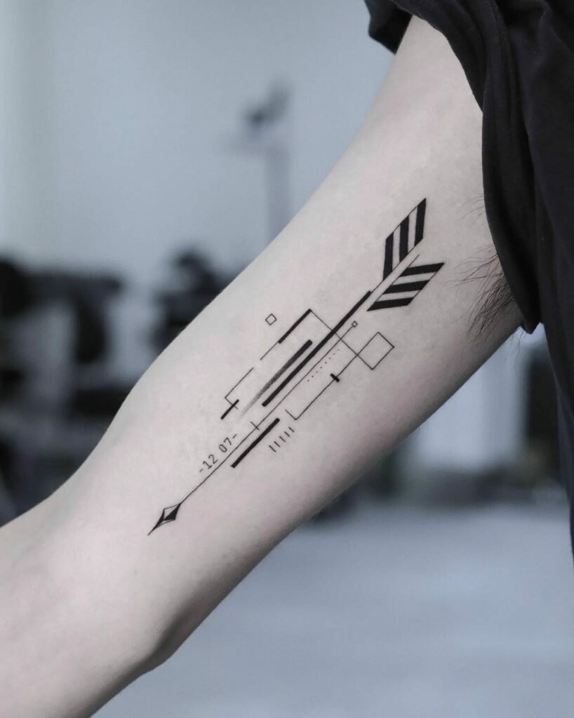 11+ Geometric Forearm Tattoo Ideas That Will Blow Your Mind! 12 Geometric Shapes Arrow Tattoo On Forearm