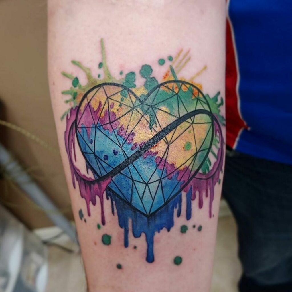 12+ Infinity Heart Tattoo With Names Ideas To Inspire You! 13 Geometric Watercolour Infinity Tattoos
