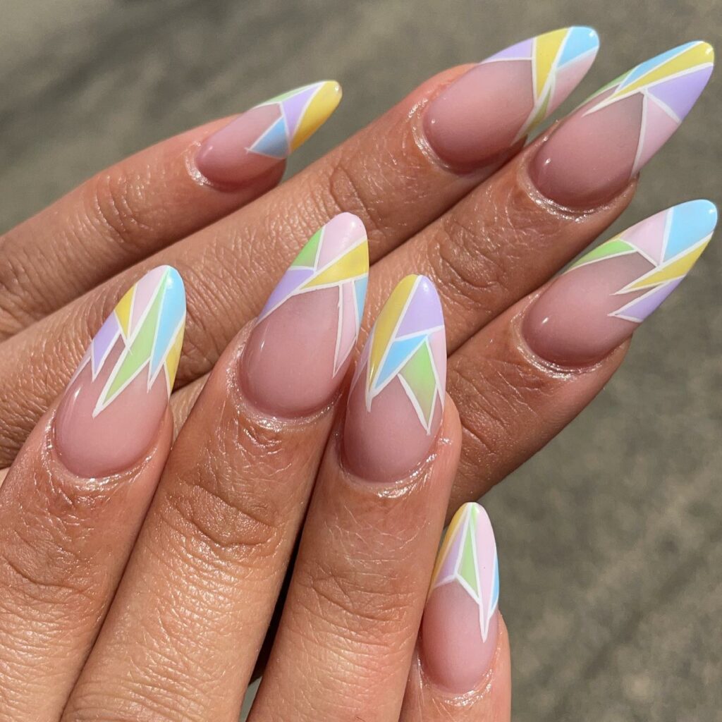 34 Latest Pastel Nail Designs To Try in 2024! 41 Geometric pastel nail