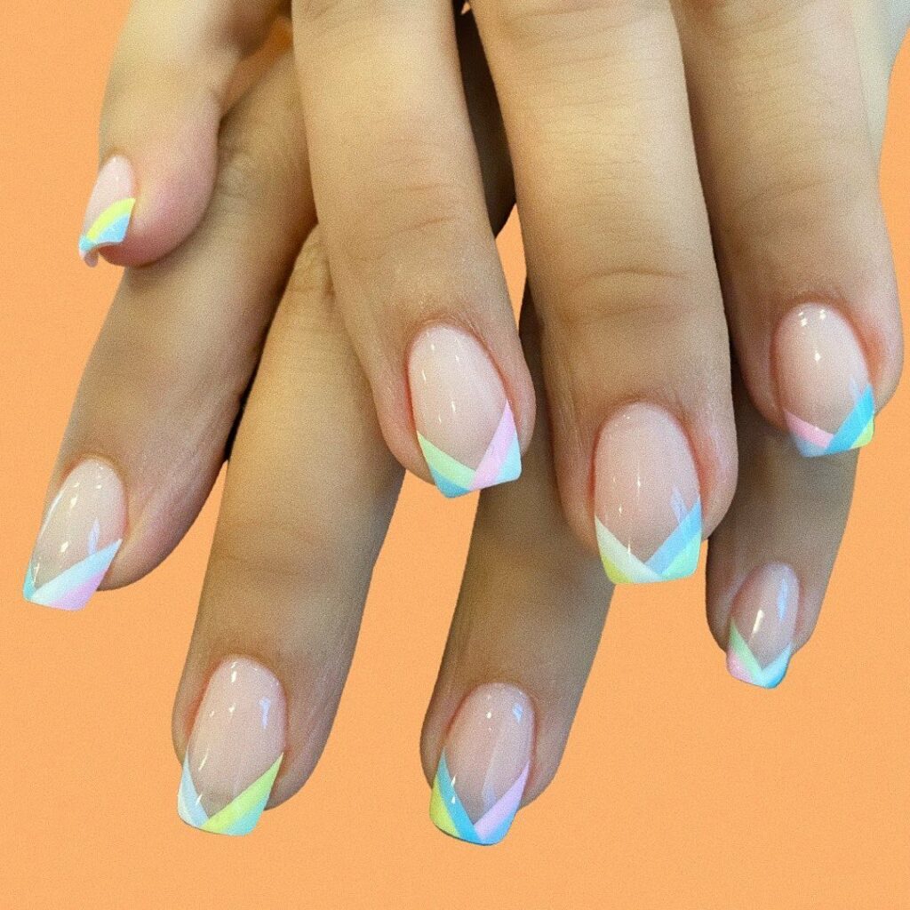 34 Latest Pastel Nail Designs To Try in 2024! 22 Geometric pastel nails