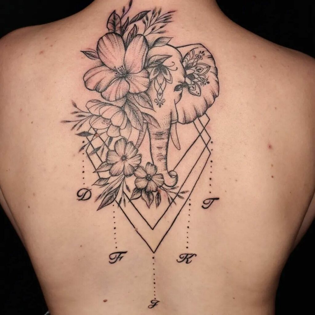 11+ Best Back Flower Tattoo Ideas That Will Blow Your Mind! 15 Geometrical Back Flower Tattoo