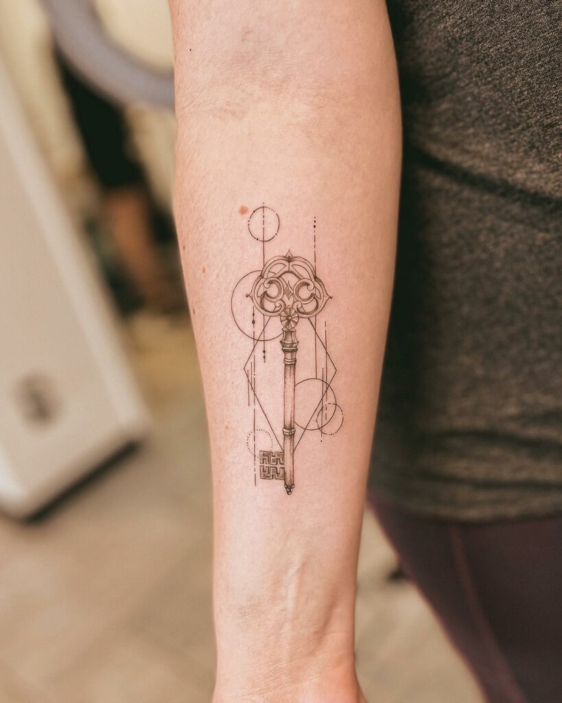 12+ Simple Key Tattoo Ideas To Inspire You! 12 Geometry X Key Tattoo