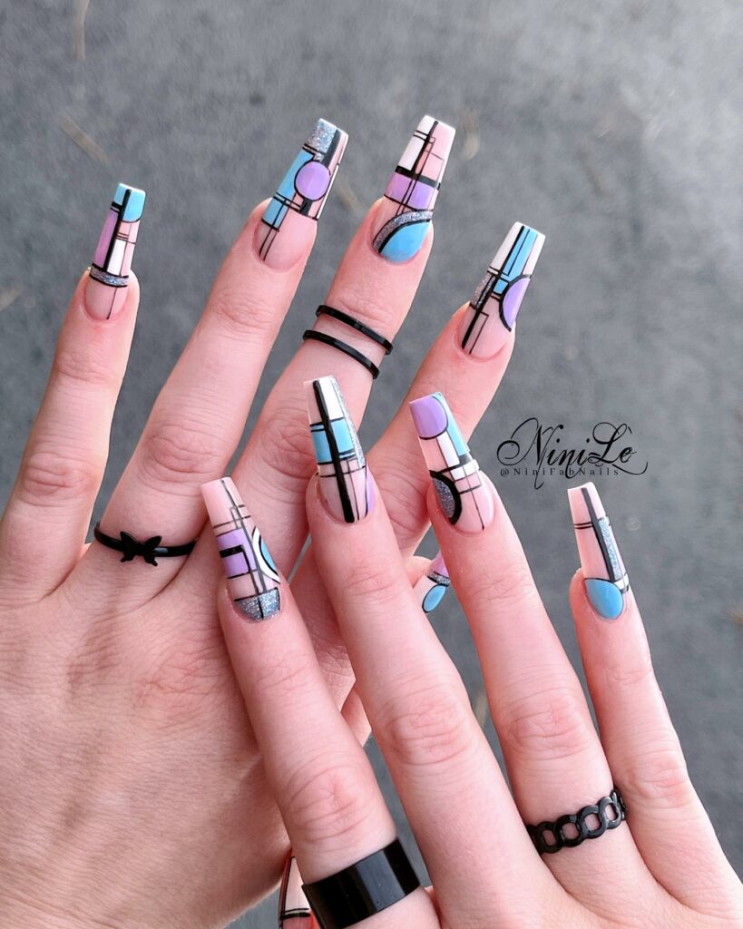 Get Graceful with 30 Ballerina Nail Designs for 2024 26 Geometry ballerina nails