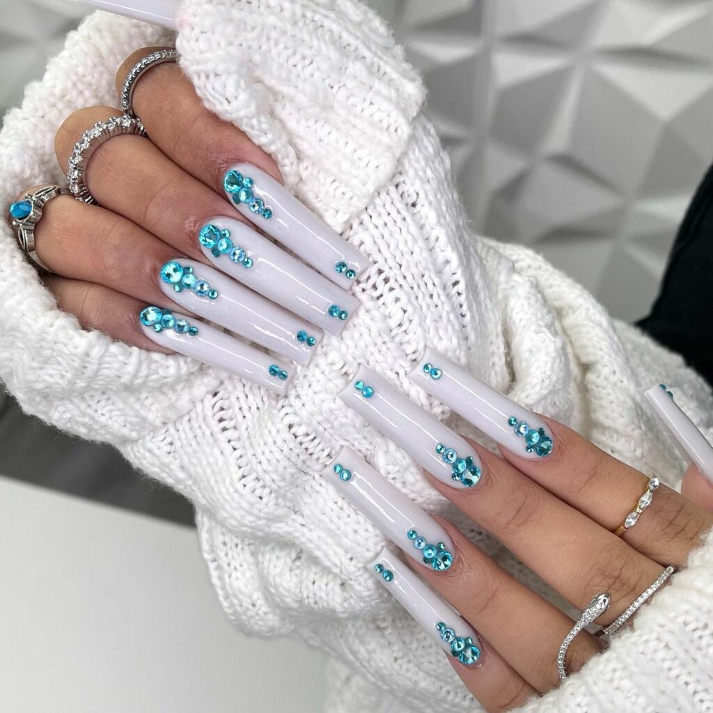 Get Festive with 30 Acrylic Christmas Nail Ideas in 2024 28 Glacial Glamour Acrylic Christmas Nails