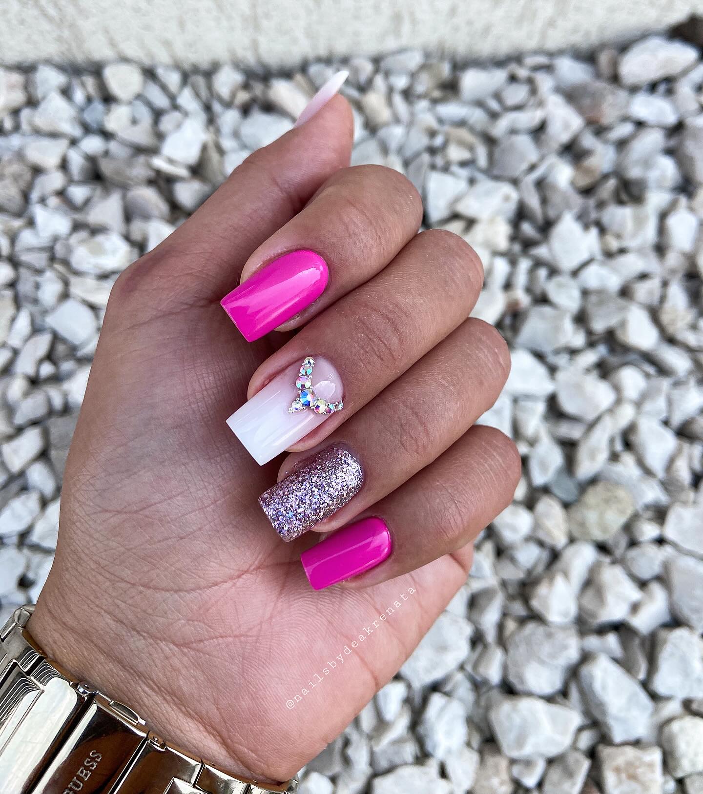 43 Latest Long Nail Designs To Try in Today! 30 Glam Pink Ombre and Sparkle Stiletto Nails