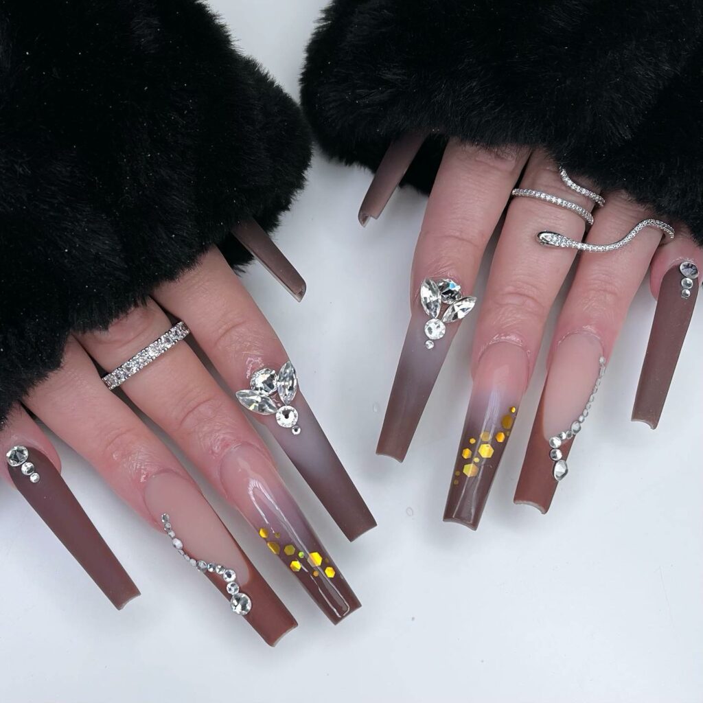 20 Latest Brown Acrylic Nails Ideas To Try In 2024! 12 Glamorous Brown Acrylic Nails