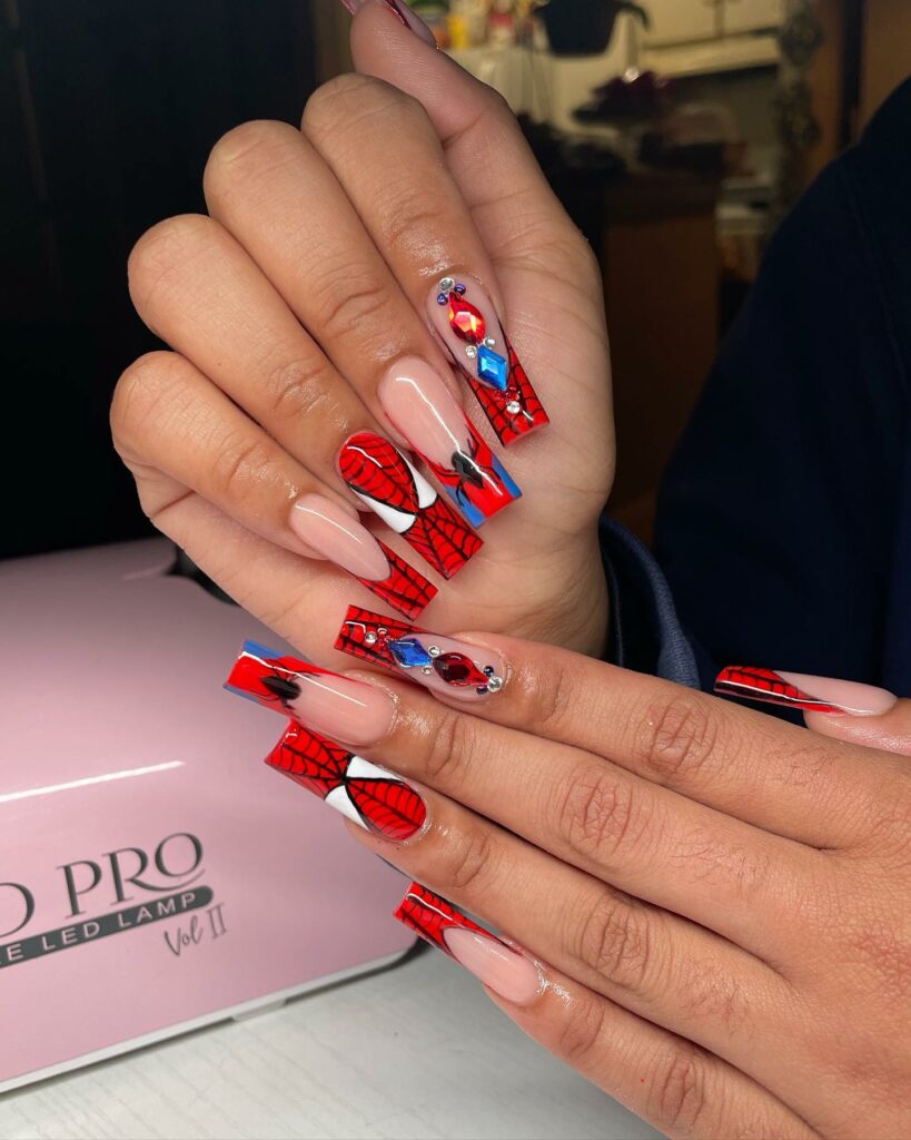 35 Amazing Spiderman Nail Designs To Try In 2024! 31 Glamour Meets the Web-Slinger