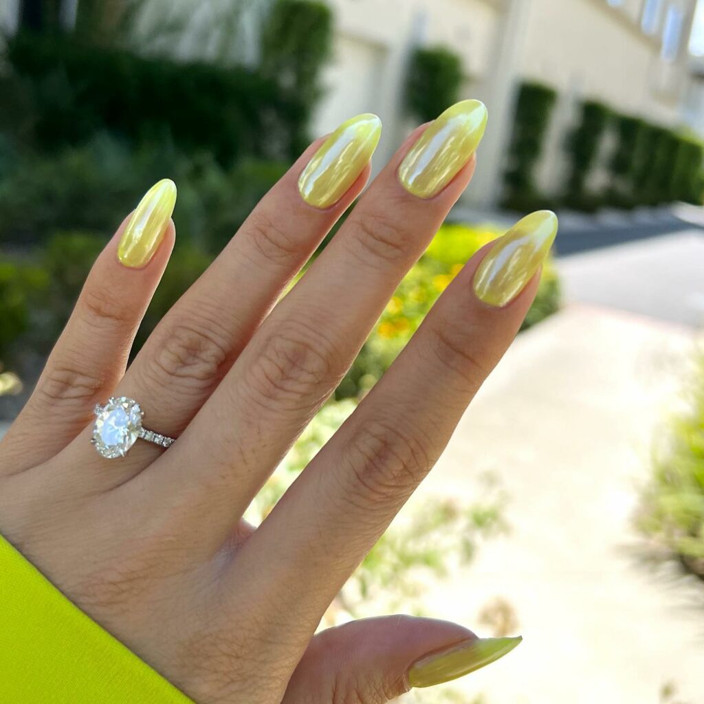 20 Latest Hailey Bieber-Inspired Glazed Donut Nail Ideas To Try In 2024! 25 Sunshine Yellow Glazed Donut Nails