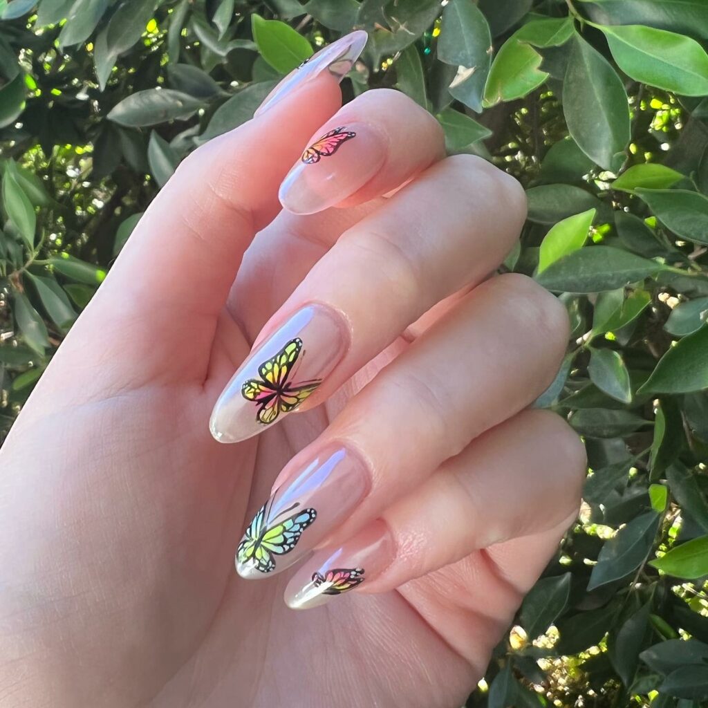20 Latest Hailey Bieber-Inspired Glazed Donut Nail Ideas To Try In 2024! 26 Butterfly Accented Glazed Donut Nails