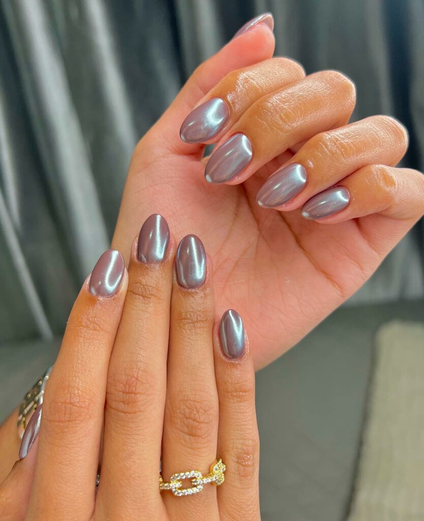 Experiment with 30 Stunning Blue Ombré Nails for 2024 19 Glazed Donut blue ombre nails