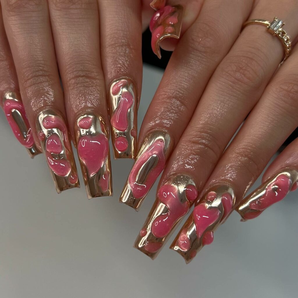 Get Playful with 40 Jelly Nail Designs for 2024 33 Glimmering Gold