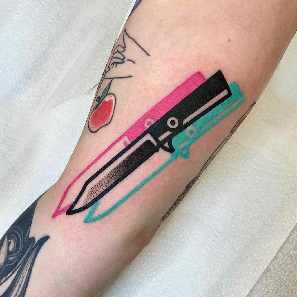 12+ Knife Tattoo Ideas To Inspire You! 18 Glitched Knife Tattoo