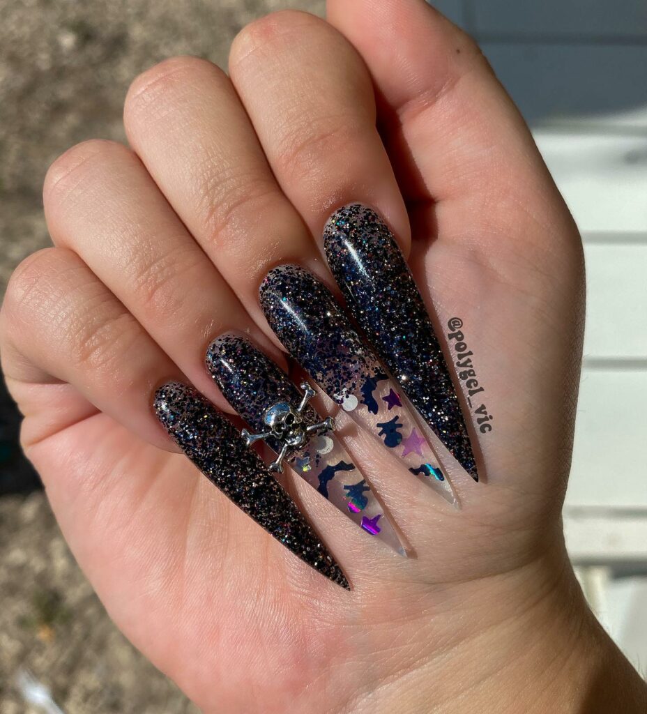 Get Spooky with 33 Black Halloween Nails To Try in 2024 19 Glitter Halloween Nails