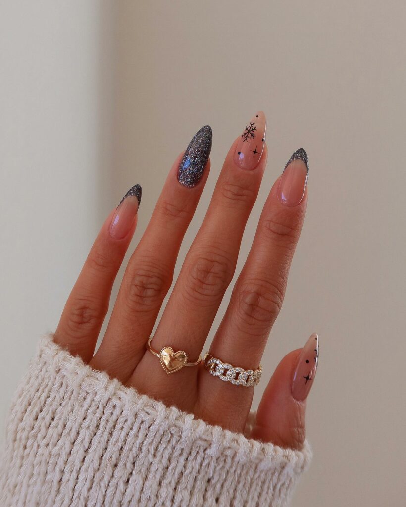 44 Latest Snowflake Nail Ideas To Try In 2024! 43 Twinkling Stardust Snowflake Nails