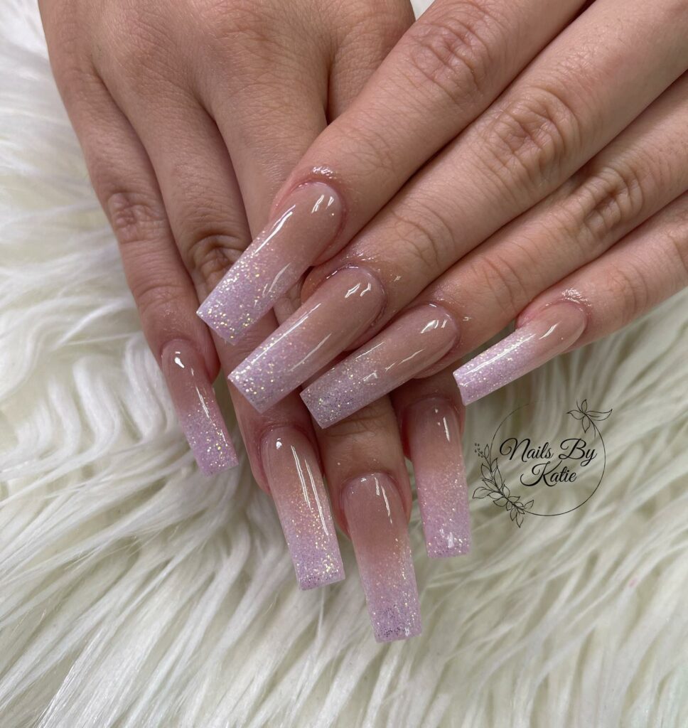 Charming Pink and White Ombre Nail Ideas for 2024 💗 21 Glittery Pop on Pink and White Ombre