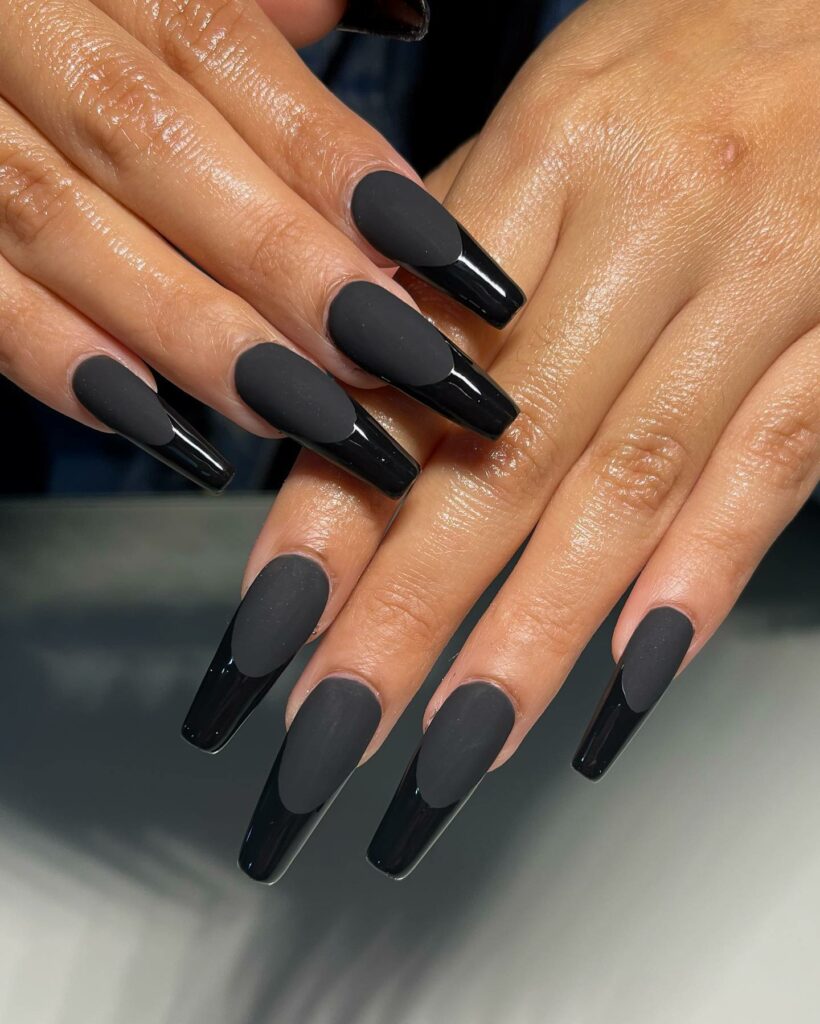 49 Latest Thanksgiving Nail Designs For 2024 34 Gloss Meets Matte Black