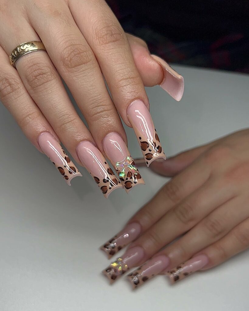 Add a Pop with 25 Cheetah Print Nails in 2024 19 Glossy Coffin Cheetah Print Nails