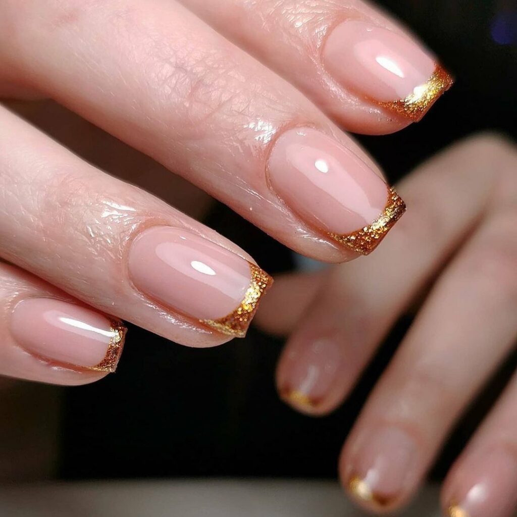 55 Latest Gold French Tip Nail Ideas To Try In 2024! 51 Short Square Gold French Nails