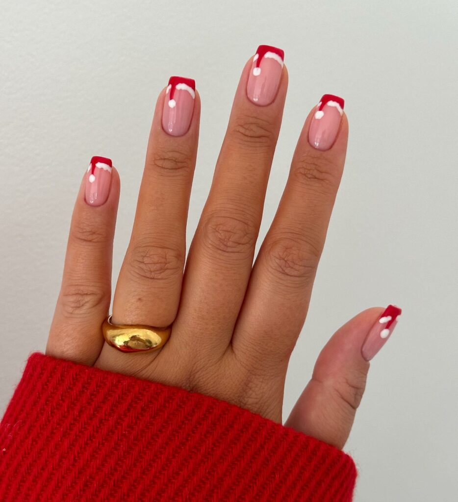 Spread Joy with 20 Santa Hat Nail Designs in 2024 13 Glossy French Santa Hat Nails