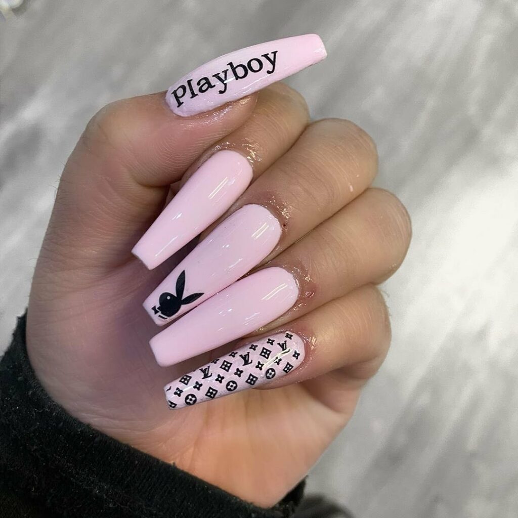 28 Stunning Playboy Nail Designs for 2024 23 Glossy Pink Playboy Nails