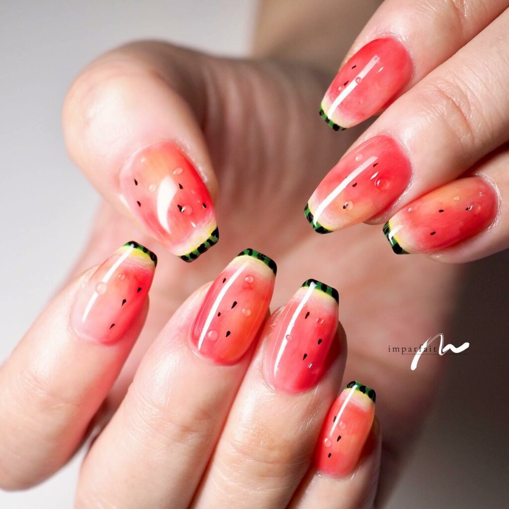29 LATEST WATERMELON NAIL DESIGNS TO TRY IN 2024! 10 Glossy Watermelon Nails Shine