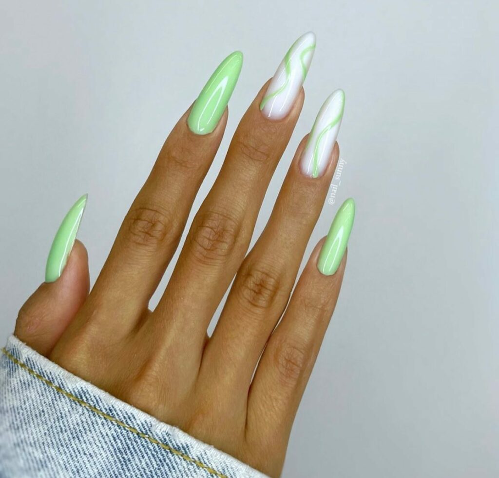 30 Latest Mint Green Nail Ideas To Try Today! 47 Sleek Combination of Glossy and Nude Mint Green Nails