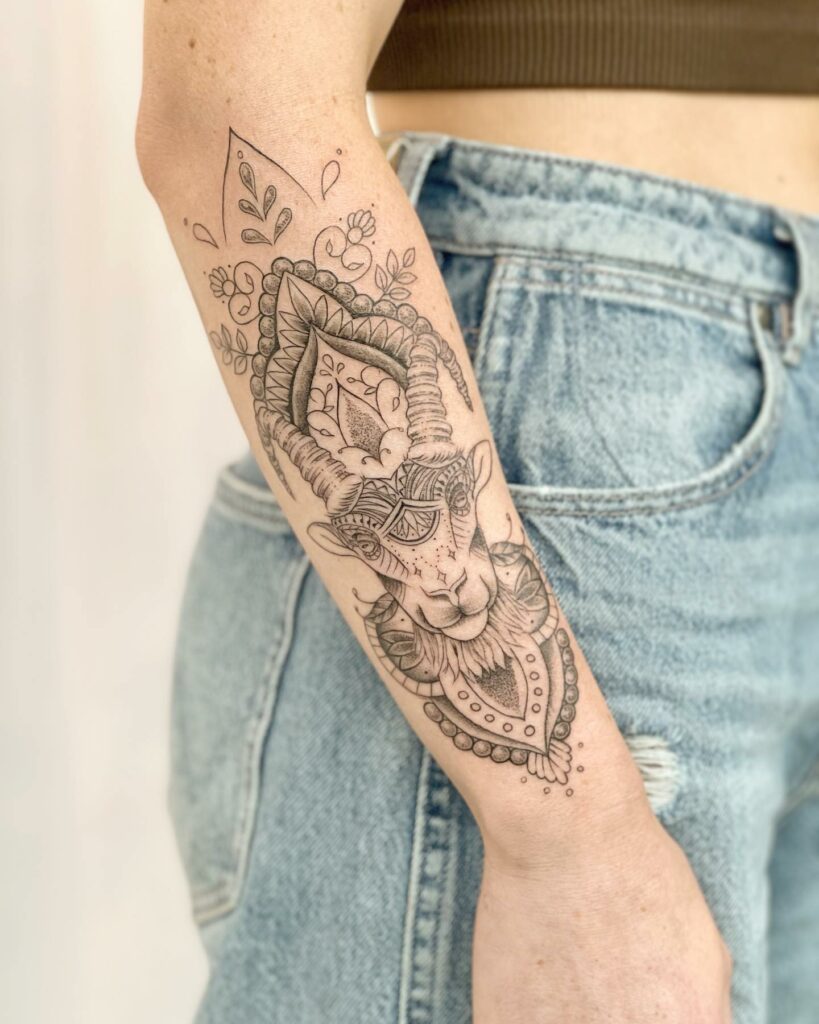 10+ Capricorn Tattoos For Females That Will Blow Your Mind! 12 Goat Mandala Capricorn Tattoo On Forearm
