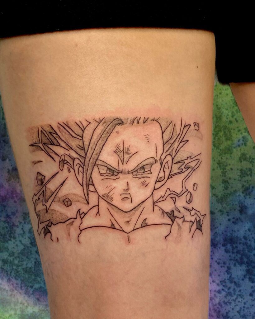 11+ Small Dragon Ball Z Tattoo Ideas That Will Blow Your Mind! 14 Gohan Scene Outline Dragon Ball Tattoo