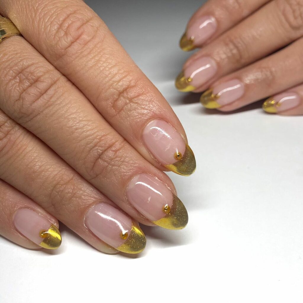 20 Chrome French Manicures to Try in 2024 40 Gold Chrome French Round Nails