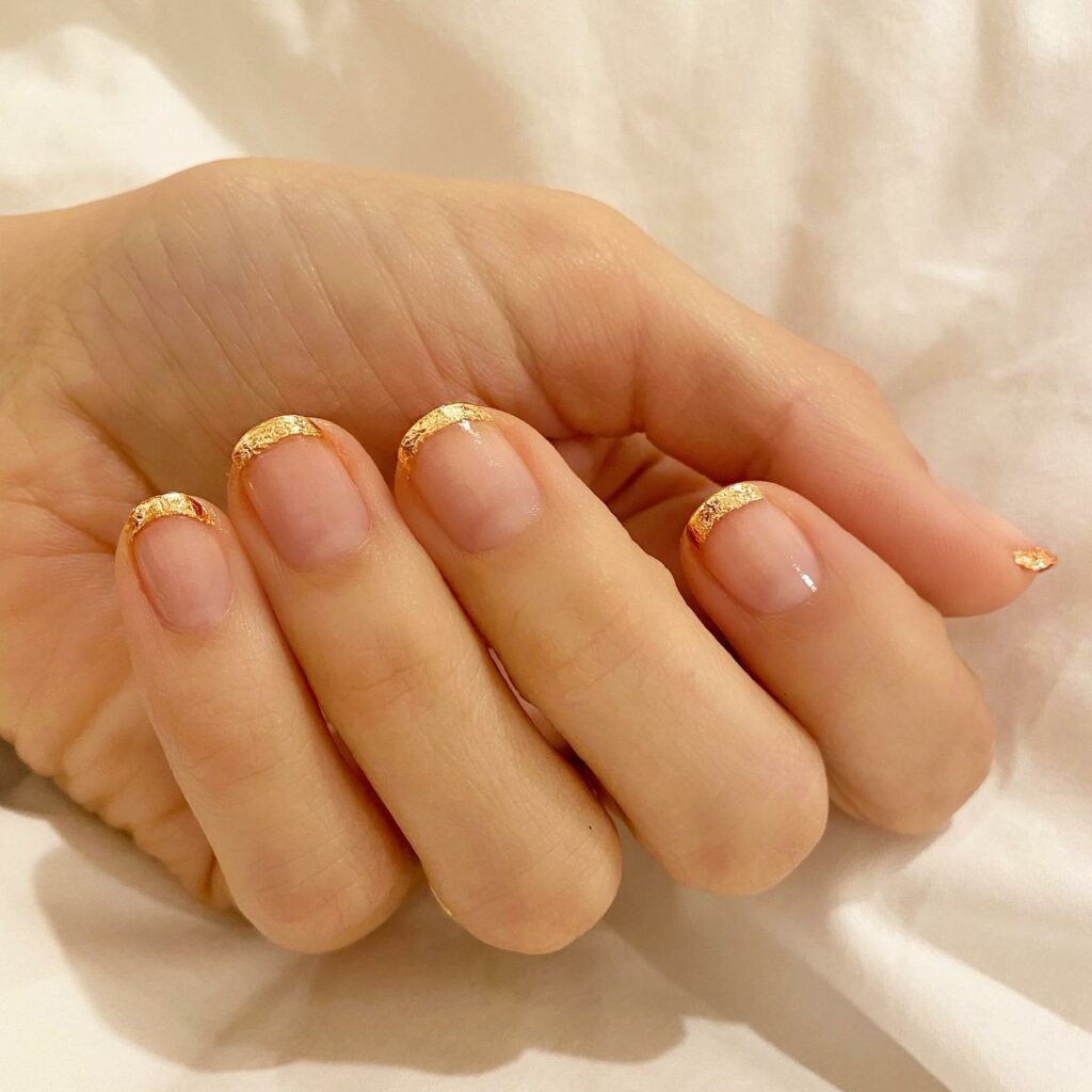 55 Latest Gold French Tip Nail Ideas To Try In 2024! 24 Gold French Tip on Short Nails