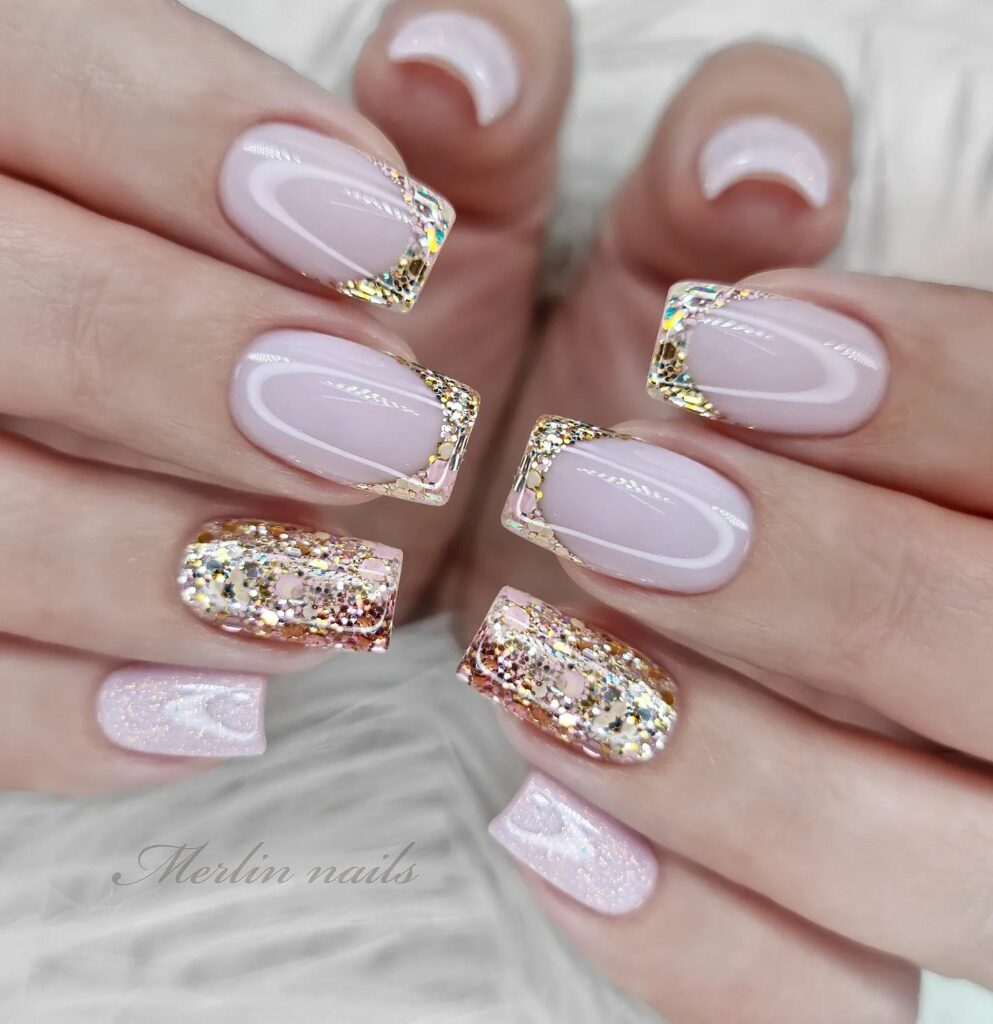 32 Latest Square French Nail Designs To Try In 2024! 16 Gold Square French Nails