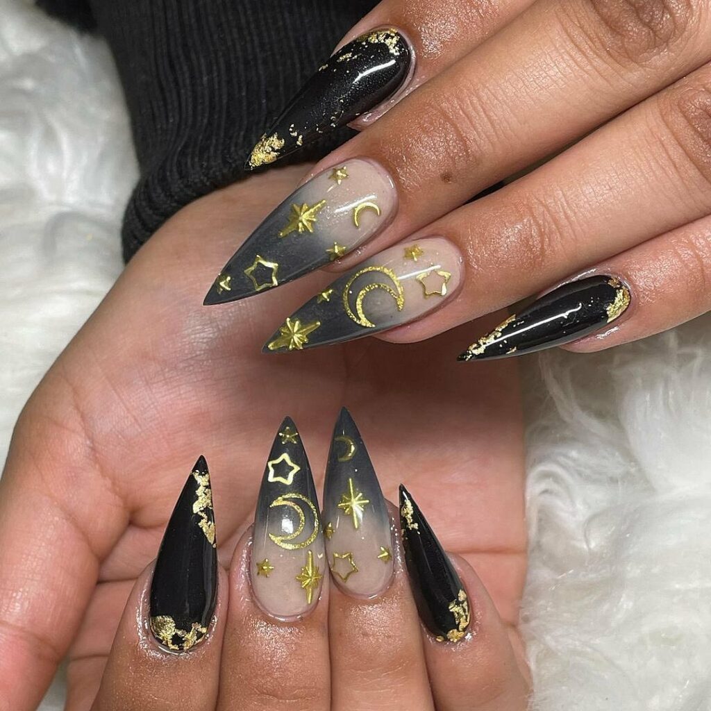 30 Latest November Nail Designs To Try This Fall 27 Gold Stars nails