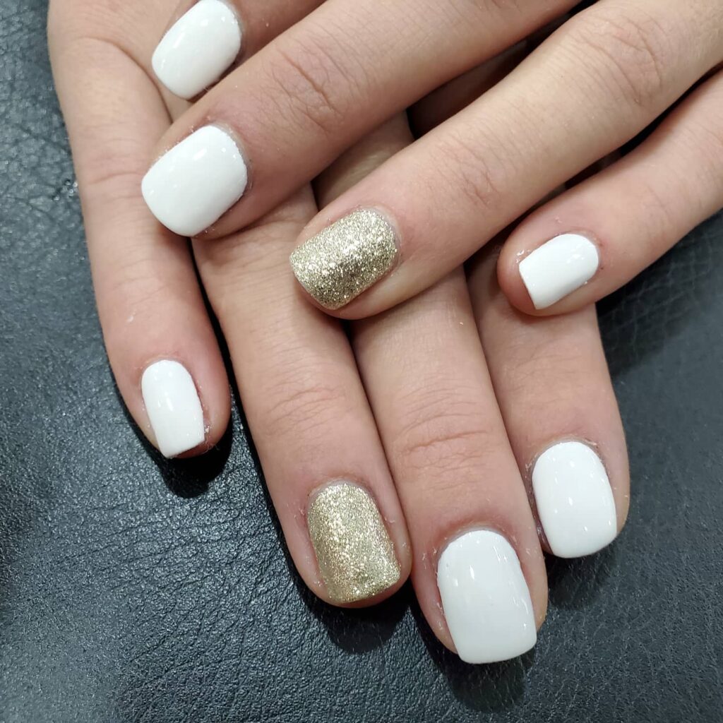 Gold foil and white